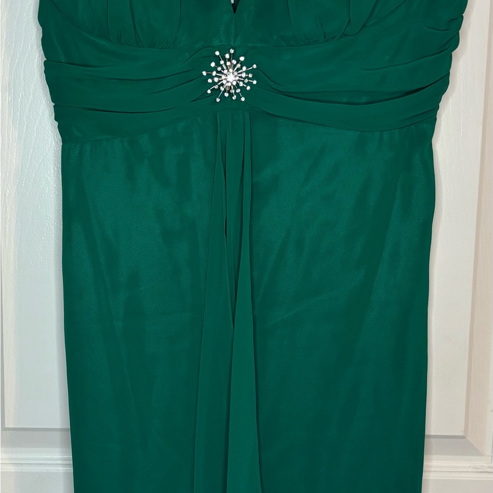 Emerald Green Sheer Cocktail Dress Mid Length,Size 16